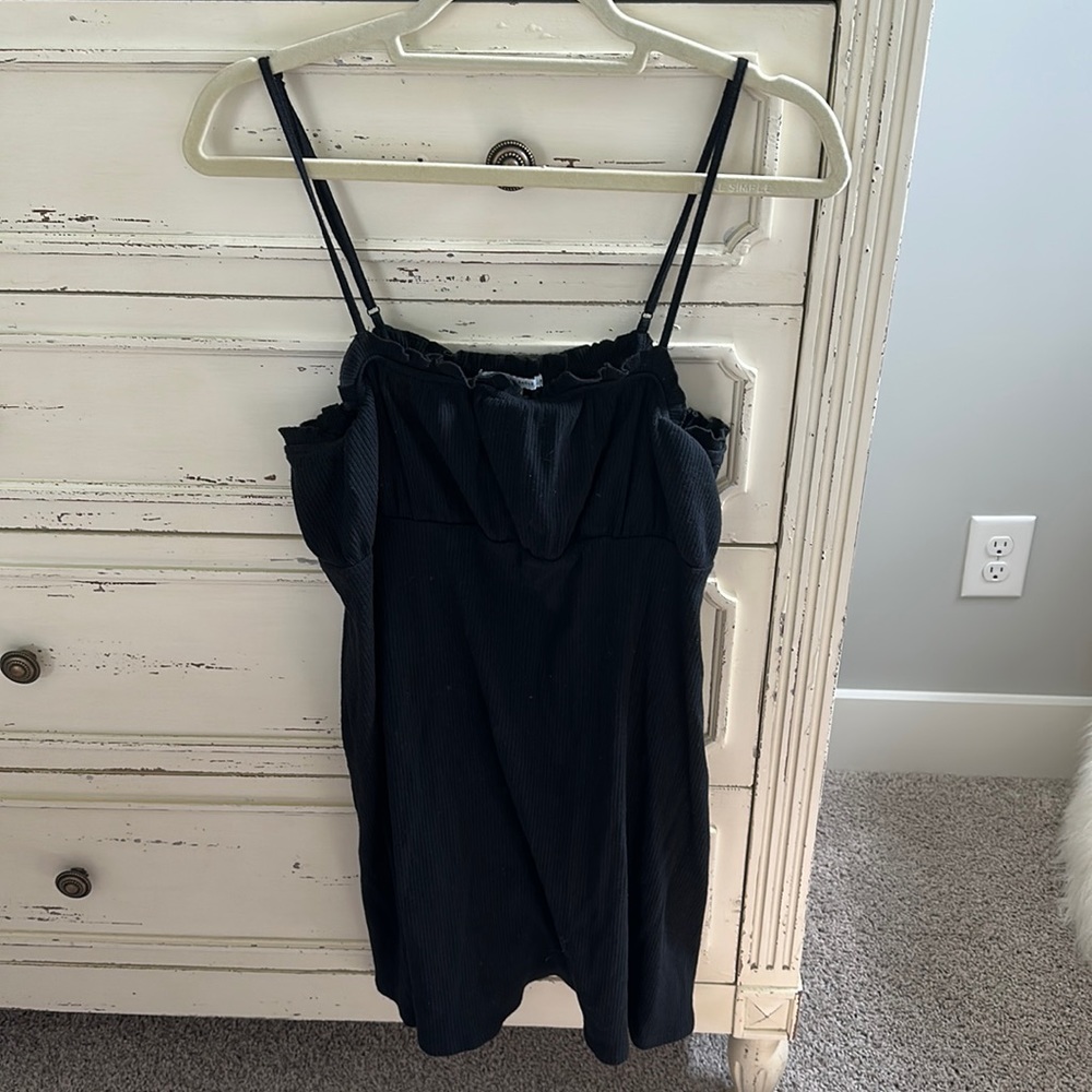 American Eagle black ribbed dress Sz L